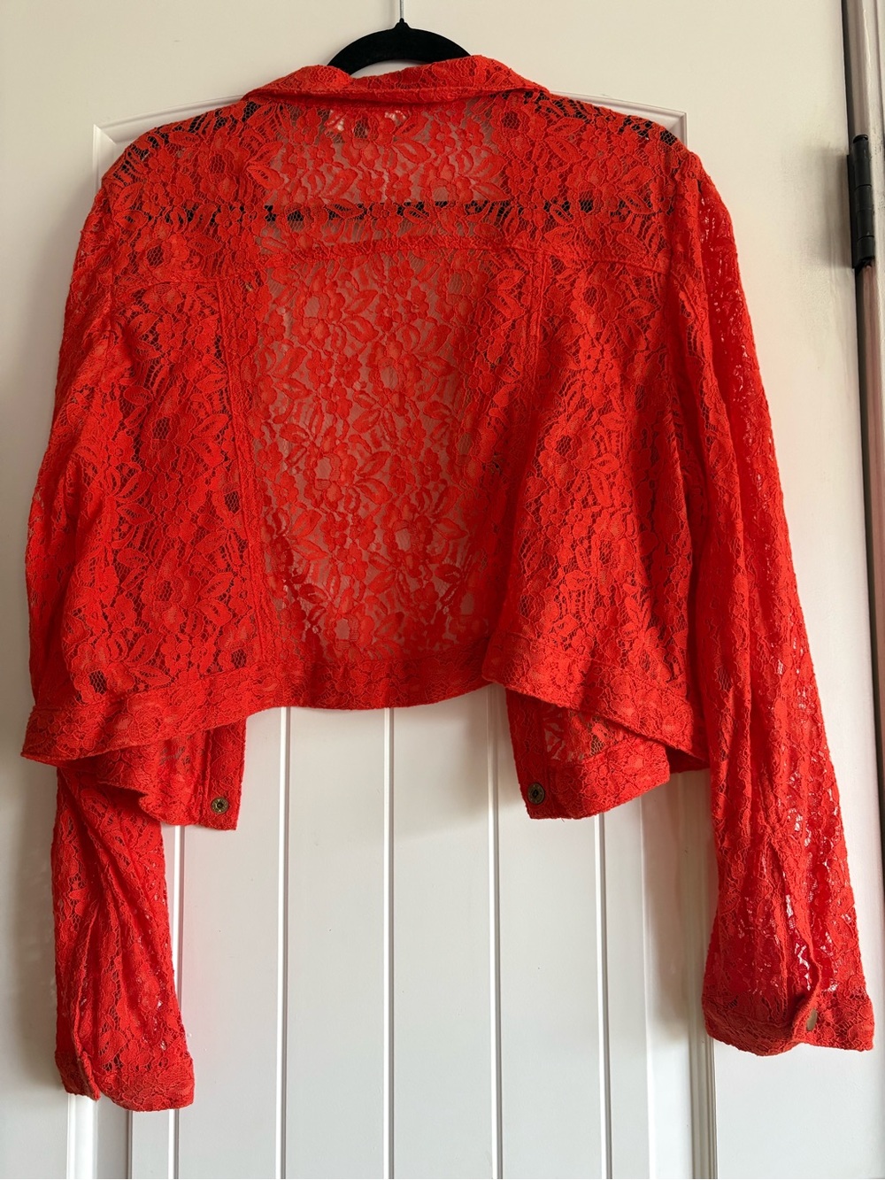 Lace Button-Front Jacket - Orange - Picture 2 of 4